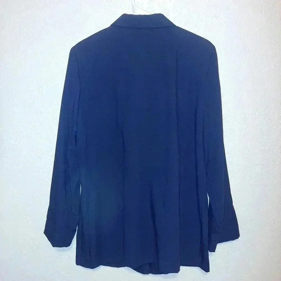 Sag Harbor Womens Blue Notch Lapel Besom Pocket Comfort Fit Casual Dress Blazer - Picture 2 of 7